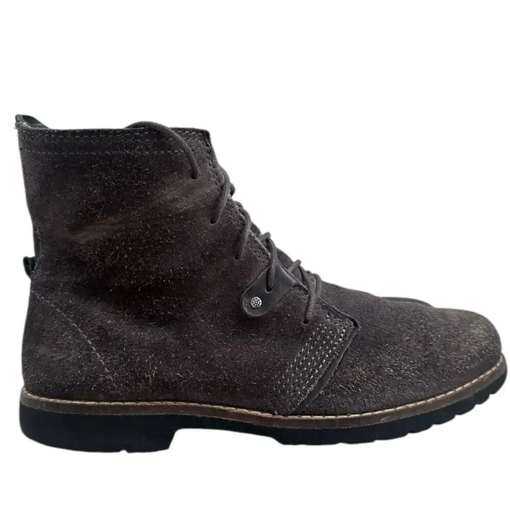 Bussola Keely Kalahari Silk Suede Ankle Boots Charcoal Gray EU 41 US 10 Combat